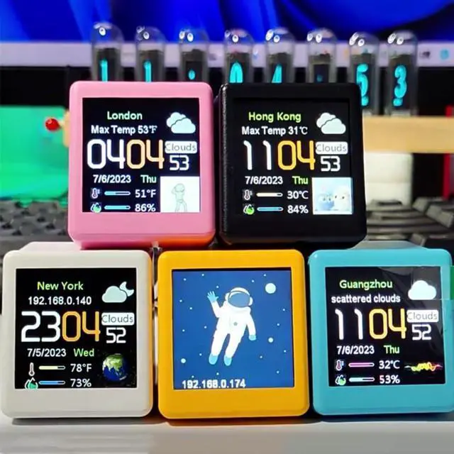 Alt view image 9 of 14 - Smart WiFi Weather Station Clock DIY Cute GIF Animations Desktop Decoration Electronic Album Function MINI Clock B Easy Install