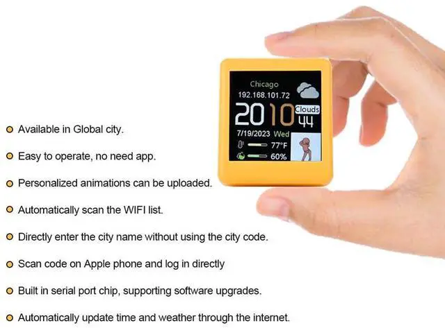 Alt view image 13 of 14 - Smart WiFi Weather Station Clock DIY Cute GIF Animations Desktop Decoration Electronic Album Function MINI Clock B Easy Install