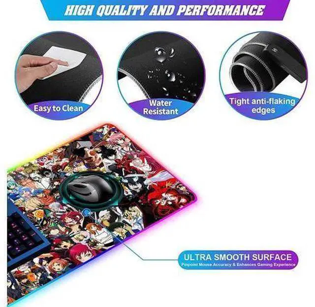 Alt view image 11 of 14 - RGB Mouse Pad Japanese Anime Characters Crossover Custom Mousepad with Non-Slip Rubber Base,Large Gaming Desk Pad,LED Light Edges Mouse Mat,Computer Keyboard and Mice Pads for Office Game,35.4x15.7