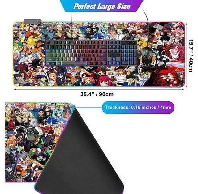 Alt view image 13 of 14 - RGB Mouse Pad Japanese Anime Characters Crossover Custom Mousepad with Non-Slip Rubber Base,Large Gaming Desk Pad,LED Light Edges Mouse Mat,Computer Keyboard and Mice Pads for Office Game,35.4x15.7