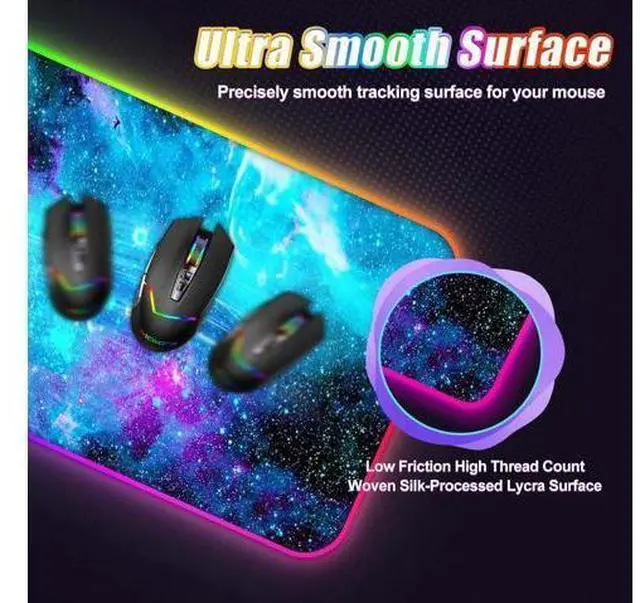 Alt view image 13 of 14 - ToLuLu Wireless Charging RGB Gaming Mouse Pad, 15W LED Mouse Mat with 30W Charger, 14 Light Modes Large Mousepad with Wrist Support, Non-Slip Rubber Base Desk Mat Computer Keyboard Pad, Galaxy Nebula