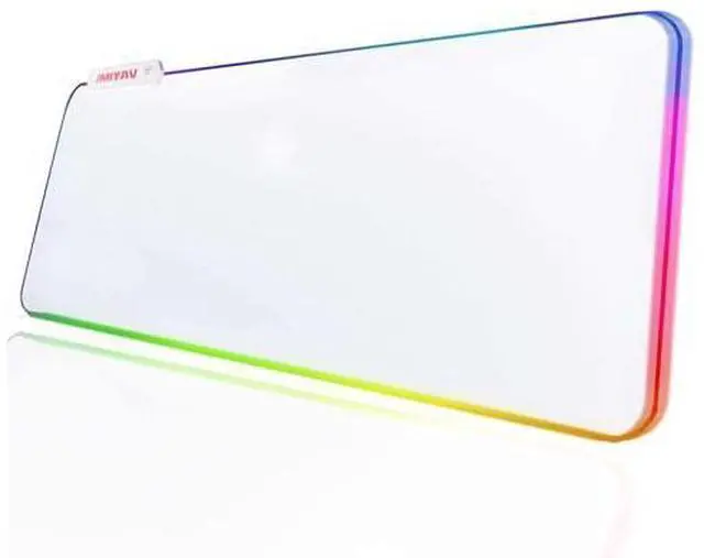 Alt view image 6 of 10 - JMIYAV White Gaming Mouse Pad RGB Mousepad Non-Slip Rubber Base Extra Large Cool XL XXL Computer Desk Pad Gaming Accessories LED Light Up Extended Big Mouse Pad for Gamer (31.5x12In) Upgrade