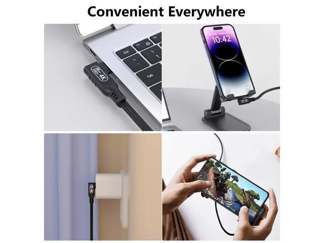 Alt view image 13 of 14 - Vszerda 20 Gbps USB-c Right Angle Extension, USB c Male to Female 16.5ft, 4K Extended Cord Extender,USB 3.2 Extension 100W PD Fast Charging Compatibility with Laptop Tablet Mobile Phone