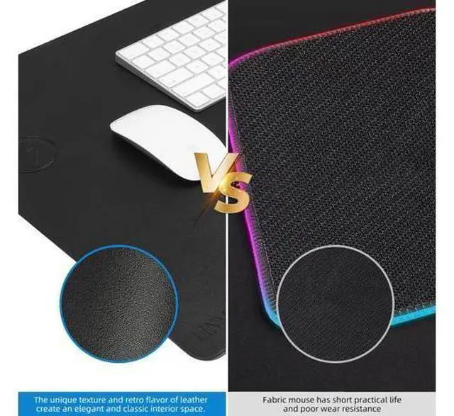 Alt view image 7 of 10 - Wireless Charging Mouse Pad with for Desktop Charging Large Desk Mat 32"x16" Waterproof Black Leather Computer Mat Mousepad Non-Slip Protector on Top of Desks for Keyboard and Mouse(Black-L)
