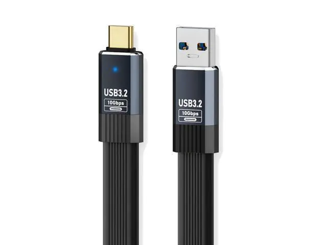 Alt view image 8 of 14 - Vszerda USB3.1 Type-A Male Host to Type-C Male 10Gbps Flat Slim FPC USB-C Data Power Cable 5V3A Compatible with Laptop Phone Disk (100cm)
