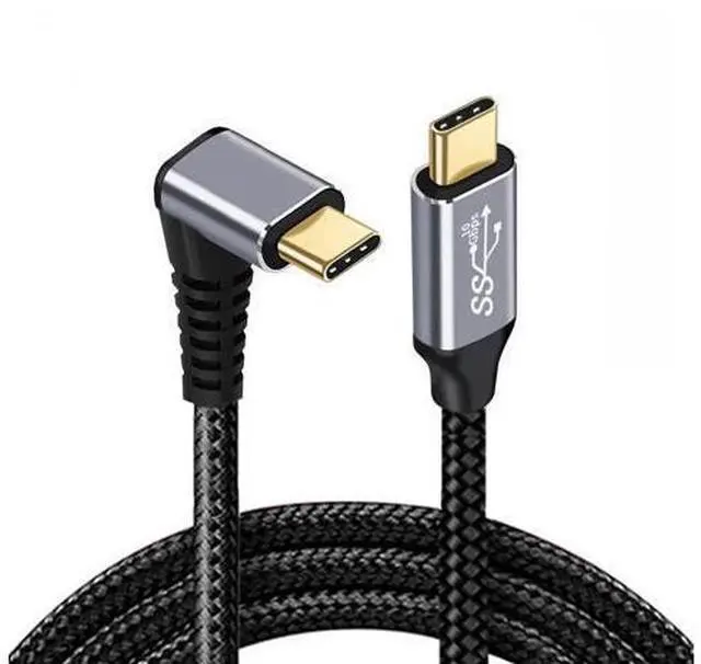 Alt view image 8 of 14 - Vszerda 90 Degree Down & Up Angled Type-C USB-C Male to Male USB3.1 10Gbps 100W Data Cable for Laptop Phone 3M