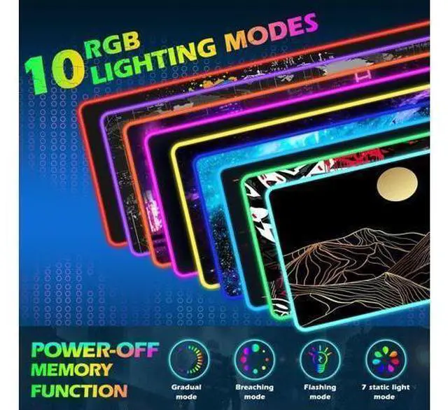 Alt view image 8 of 10 - ToLuLu RGB Wireless Charging Gaming Mouse Pad, 7.5/10/15W 10 Light Modes LED Mouse Pad Computer Keyboard Mat Mousepad, 800x300x4MM Extended Large Desk Mat Desk Pad, Sun Shines Over Golden Mountain