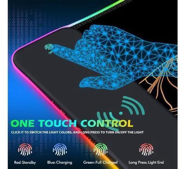 Alt view image 9 of 10 - ToLuLu RGB Wireless Charging Gaming Mouse Pad, 7.5/10/15W 10 Light Modes LED Mouse Pad Computer Keyboard Mat Mousepad, 800x300x4MM Extended Large Desk Mat Desk Pad, Sun Shines Over Golden Mountain