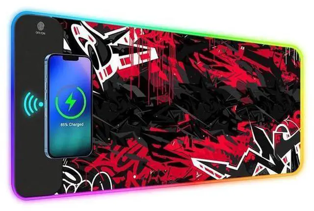 Alt view image 6 of 10 - ToLuLu RGB Gaming 5/7.5/10/15W 10 Light Modes Wireless Charging Mouse Pad, LED Mouse Pad Computer Keyboard Mat Mousepad, 800x300x4MM Extended Large Desk Mat for Gaming, MacBook, Laptop, PC,Red Black