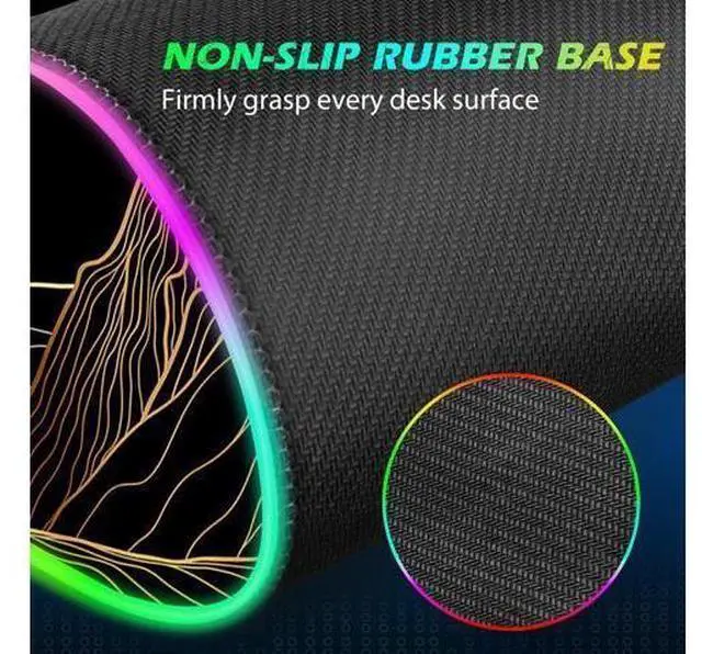 Alt view image 10 of 10 - ToLuLu RGB Wireless Charging Gaming Mouse Pad, 7.5/10/15W 10 Light Modes LED Mouse Pad Computer Keyboard Mat Mousepad, 800x300x4MM Extended Large Desk Mat Desk Pad, Sun Shines Over Golden Mountain