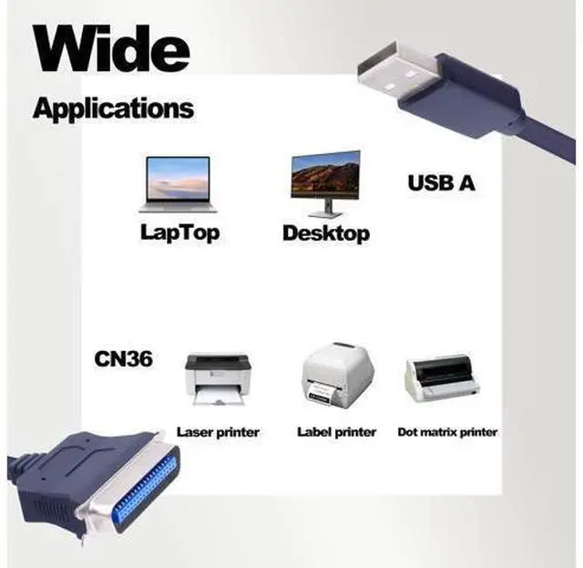 Alt view image 13 of 14 - Vszerda USB to CN36 Parallel Port Printer Cable USB 2.0 to Centronics 36 Pin Parallel IEEE 1284 Printer Adapter Cable Converter Cord-1.2M/3.9FT