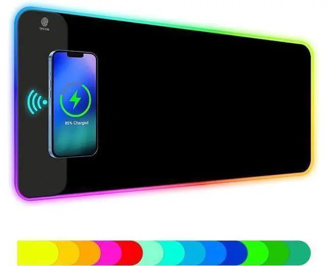 Alt view image 8 of 14 - RGB Gaming Wireless Charging Mouse Pad 5/7.5/10/15W 10 Light Modes LED Mouse Pad Computer Keyboard Mat Mousepad 800x300x4MM Extended Large Desk Mat for Gaming MacBook Laptop PC Black