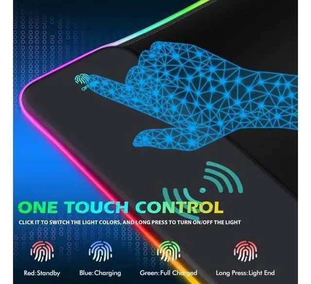 Alt view image 11 of 14 - RGB Gaming Wireless Charging Mouse Pad 5/7.5/10/15W 10 Light Modes LED Mouse Pad Computer Keyboard Mat Mousepad 800x300x4MM Extended Large Desk Mat for Gaming MacBook Laptop PC Black