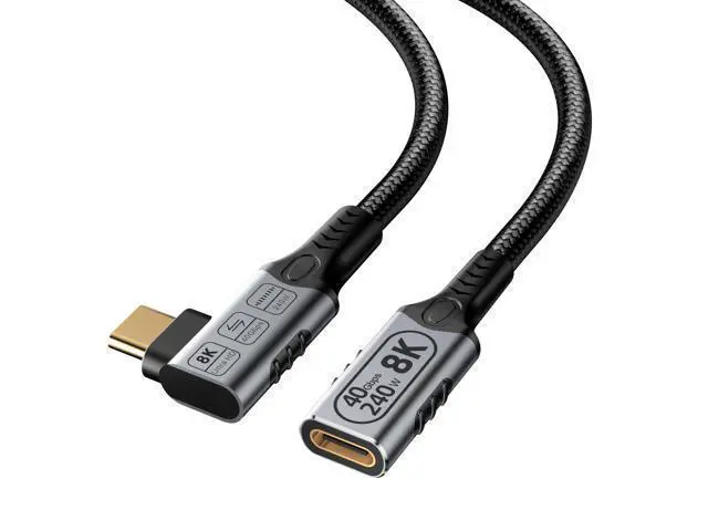 Alt view image 8 of 14 - right angle type c extension 3.3FT/1M for Thunderbolt 4 Extension Cable high Speed 40Gbps Data Transfer, 8k/4k@60hz video,240w Fast Charging,male to female usb-c high speed 90 degree extension cable.