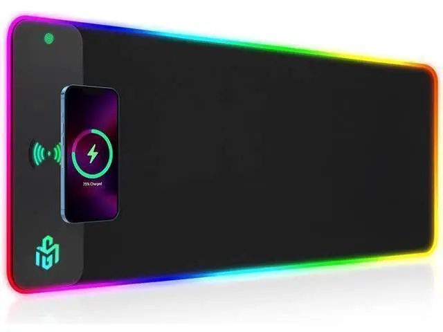 Alt view image 8 of 14 - Wireless Charging RGB Gaming Mouse Pad 15W LED Mouse Mat 800x300x4MM 10 Light Modes Extra Large Mousepad Non-Slip Rubber Base Computer Keyboard Mat for Gaming MacBook PC Laptop Desk