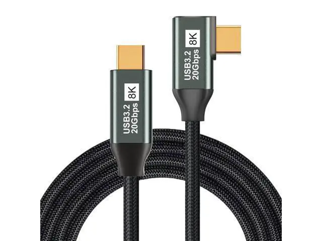 Alt view image 8 of 14 - Vszerda Right Angle USB C Cable 3.2 Gen 2-6.6FT 8K@60Hz USBC USBC Monitor Cable-20Gbps Data Transfer-100W PD Fast Charging Type C to Type C Video Cable for iPhone 16/15, iPad, MacBook, TV, Display