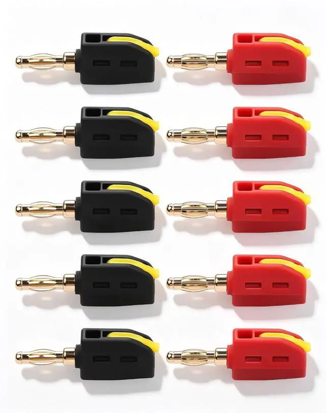 Alt view image 7 of 12 - 4mm Banana Plugs, High Push-Button Current Quick Connect 24K Gold-Plated Speaker Plug Connectors | for Home Theater, Speaker, Amplifier, 5 Pair/10 PCS
