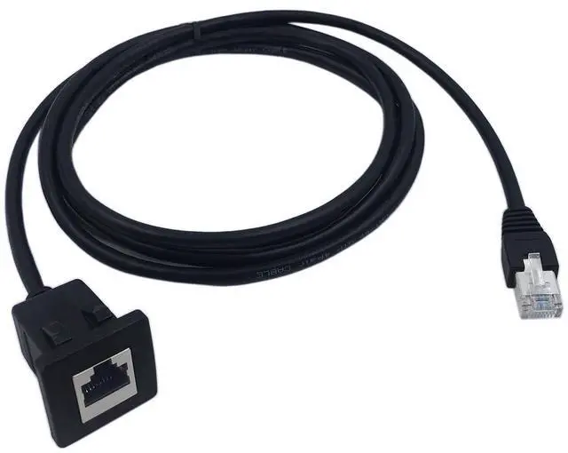 Alt view image 8 of 14 - RJ45 Male to Female LAN Ethernet Network Cat 5e Panel Mount Cable (Black)(2m)