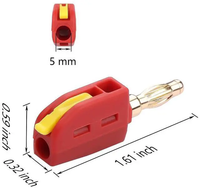 Alt view image 12 of 12 - 4mm Banana Plugs, High Push-Button Current Quick Connect 24K Gold-Plated Speaker Plug Connectors | for Home Theater, Speaker, Amplifier, 5 Pair/10 PCS