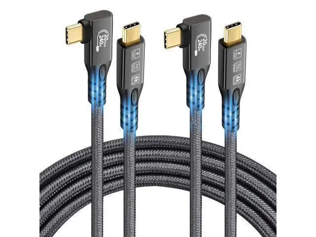 Alt view image 8 of 14 - USB C 3.2 Gen2x2 20Gbps Cable, 2PCS 90Degree Type C 4K@60Hz UHD Video 5A/240W PD3.1 Fast Charge Cord with E-Marker Compatible with Thunderbolt 3/4 for 15Pro MacBook (2, 2PCS 90Degree 20G 240W 0.5M)