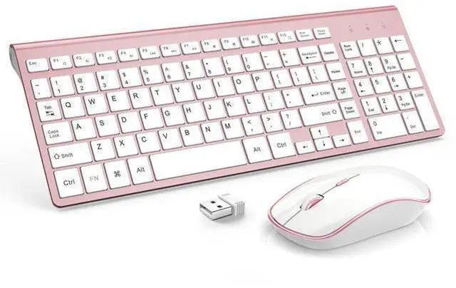 Alt view image 6 of 10 - J JOYACCESS Ergonomic Wireless Keyboard Mouse Combo, Pink Mouse and Keyboard Combo, Typewriter Keyboard Wireless, Portable Wireless Keyboard for Computer/Laptop/Windows/Mac
