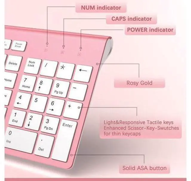 Alt view image 8 of 10 - J JOYACCESS Ergonomic Wireless Keyboard Mouse Combo, Pink Mouse and Keyboard Combo, Typewriter Keyboard Wireless, Portable Wireless Keyboard for Computer/Laptop/Windows/Mac