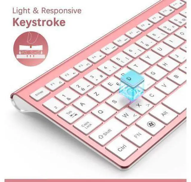 Alt view image 10 of 10 - J JOYACCESS Ergonomic Wireless Keyboard Mouse Combo, Pink Mouse and Keyboard Combo, Typewriter Keyboard Wireless, Portable Wireless Keyboard for Computer/Laptop/Windows/Mac