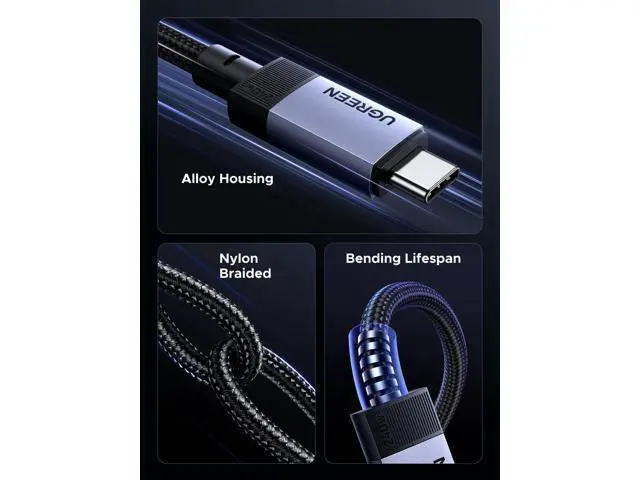Alt view image 12 of 14 - UGREEN 240W USB C Cable Gen2 10Gbps USB 3.2, 4K 60Hz Video Output Fast Charging Compatible with iPhone 17/16/15 Pro Max, NVMe SSD, Monitor, Galaxy S25/S24/S23 Ultra, MacBook Pro, 3.3FT