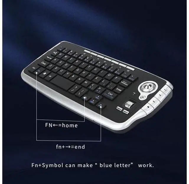Alt view image 10 of 10 - Mini Ergonomic Keyboard Trackball Air Mouse 1200dpi Function TV 2.4G Wireless Keyboard with trackball for Lapotp PC TV (Silver)
