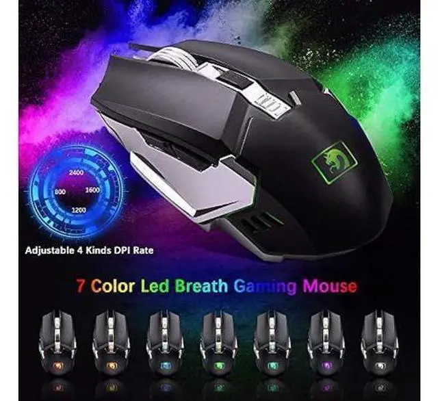Alt view image 9 of 12 - Wireless Gaming Keyboard and Mouse Combo,3 in 1 Rainbow LED Rechargeable Keyboard Mouse with 3800mAh Battery Metal Panel,10 Colors RGB Gaming Mouse Pad (32.5x12x0.15 inch),7 Colors Mute Gaming Mouse