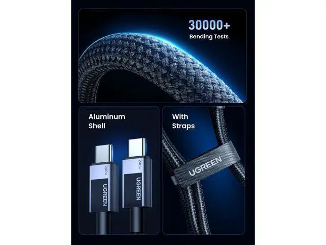 Alt view image 12 of 14 - UGREEN USB C to USB C Cable, 240W USB C Cable Fast Charging, USB C Charger Cable Type C Cord Compatible with MacBook Pro/Air, iPhone 17/17 Pro/17 Pro Max/16, Galaxy S25/S24, iPad Pro/Air/Mini 6, 6.6FT
