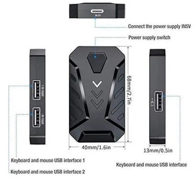Alt view image 10 of 10 - Mobile Gaming Keyboard Mouse Adapter Converter for PUBG, for Android and for iOS Mobile Phones, Support Bluetooth, with Adjustable Stand(Black)
