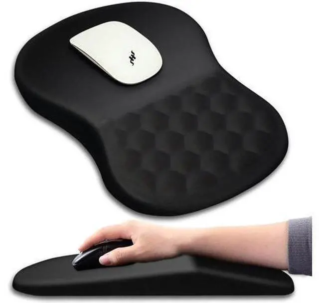 Alt view image 7 of 12 - Ergonomic Mouse Pad Wrist Support with Massage Design Wrist Rest Pain Relief Mousepad with Memory Foam&Non-Slip PU Base Mouse Pads for Wireless Mouse & Desk (12x8 inch Black)