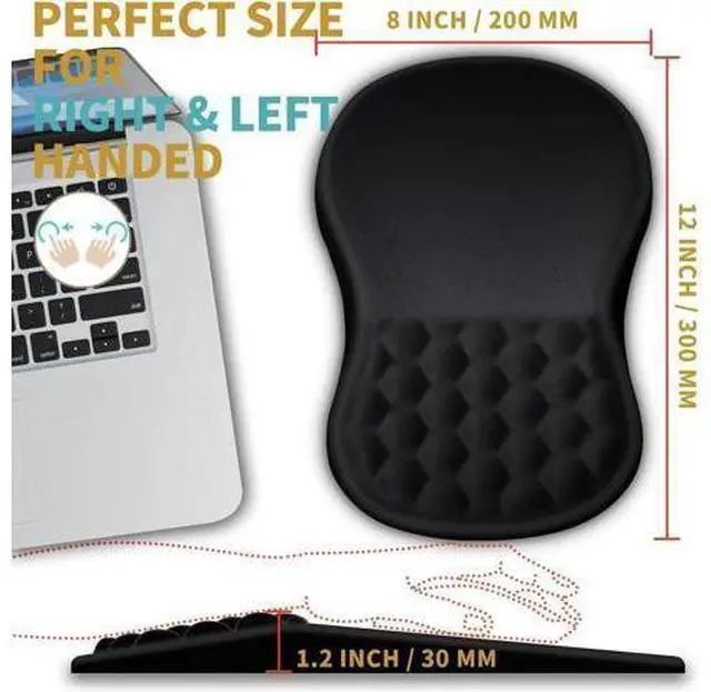 Alt view image 10 of 12 - Ergonomic Mouse Pad Wrist Support with Massage Design Wrist Rest Pain Relief Mousepad with Memory Foam&Non-Slip PU Base Mouse Pads for Wireless Mouse & Desk (12x8 inch Black)