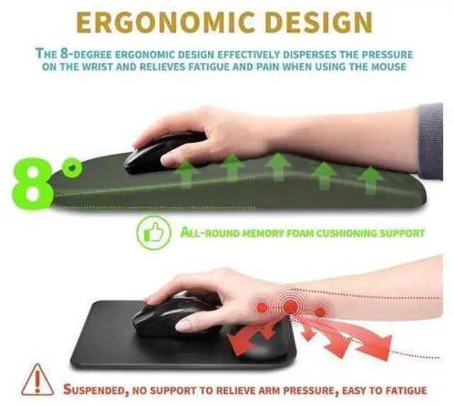 Alt view image 10 of 10 - Hokafenle Ergonomic Mouse Pad Wrist Support with Massage Design, Wrist Rest Pain Relief Mousepad with Memory Foam&Non-Slip PU Base, Mouse Pads for Wireless Mouse & Desk (12x8 inch,Olive Green)