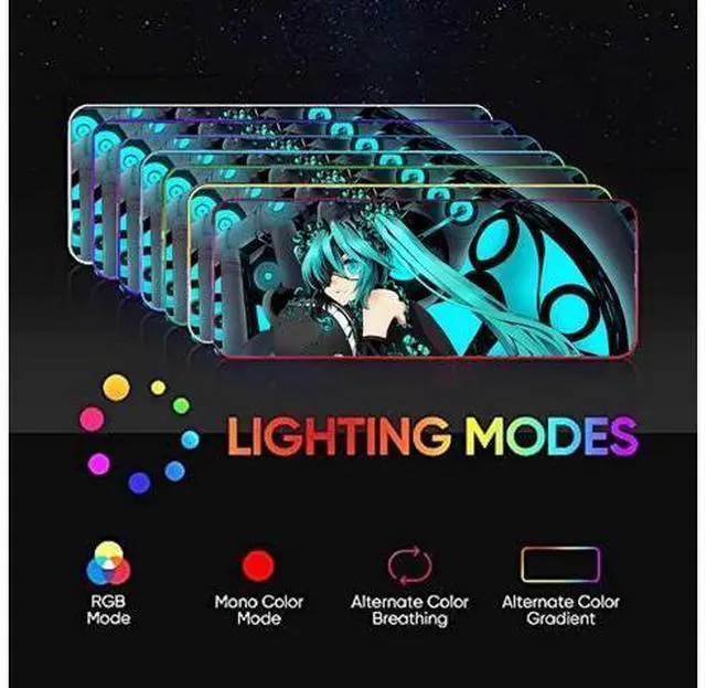 Alt view image 9 of 14 - led Light Mouse pad pro,Hatsune Miku GZ401 Gaming RGB Mouse mat Large Leopard Mouse pad,Anime Waifu Extended Mousepad Oversized Gaming Anime Desk mat 31.5*15.7