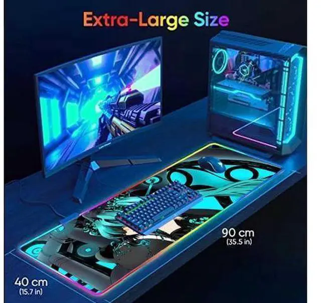 Alt view image 10 of 14 - led Light Mouse pad pro,Hatsune Miku GZ401 Gaming RGB Mouse mat Large Leopard Mouse pad,Anime Waifu Extended Mousepad Oversized Gaming Anime Desk mat 31.5*15.7