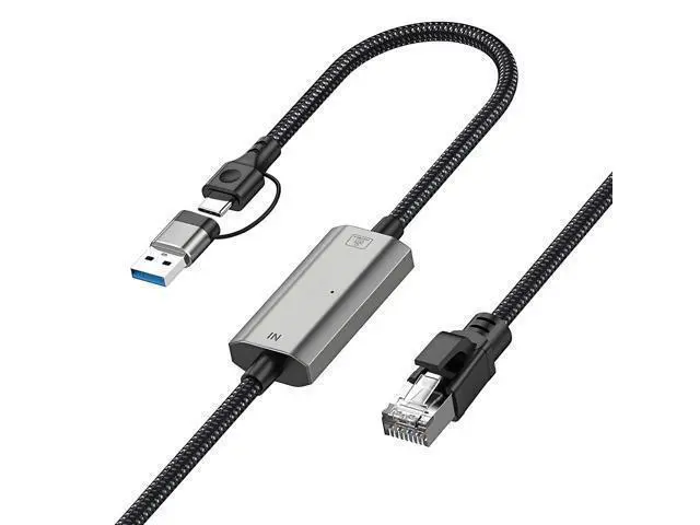 Alt view image 8 of 14 - Vszerda USB C to Ethernet Adapter 4FT, 2in1 USB-C/USB 3.0 to RJ45 Gigabit LAN Network Cord, 1000Mbps Directly Connected, Ethernet Cable Type C Compatible for MacBook Pro,iPad Pro,Smartphone and More