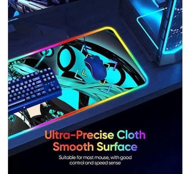 Alt view image 11 of 14 - led Light Mouse pad pro,Hatsune Miku GZ401 Gaming RGB Mouse mat Large Leopard Mouse pad,Anime Waifu Extended Mousepad Oversized Gaming Anime Desk mat 31.5*15.7
