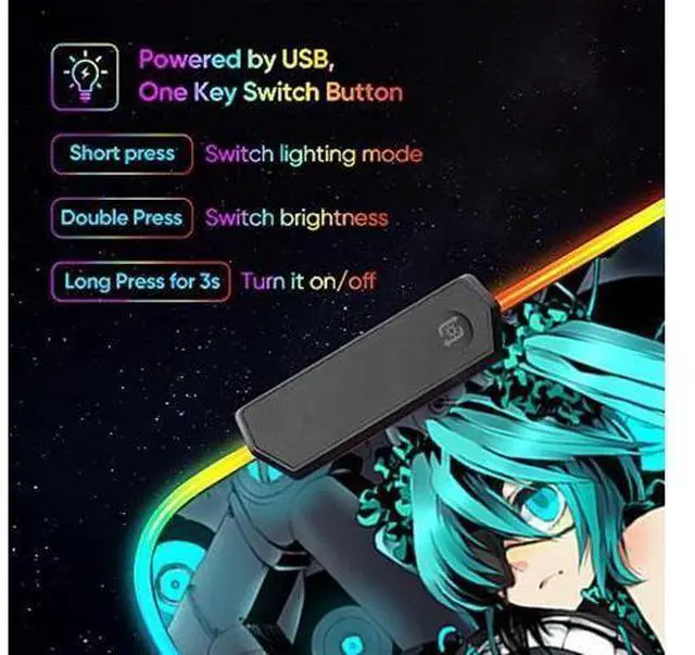 Alt view image 13 of 14 - led Light Mouse pad pro,Hatsune Miku GZ401 Gaming RGB Mouse mat Large Leopard Mouse pad,Anime Waifu Extended Mousepad Oversized Gaming Anime Desk mat 31.5*15.7
