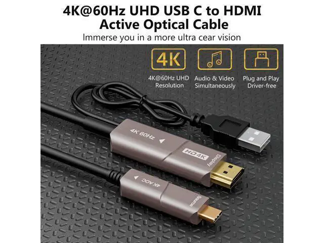Alt view image 14 of 14 - Vszerda USB C to HDMI Optical Cable USB 3.1 Type C to HDMI 4K Thunderbolt 3/4 Compatible for MacBook Pro/Air (F0402-AOC-10M)