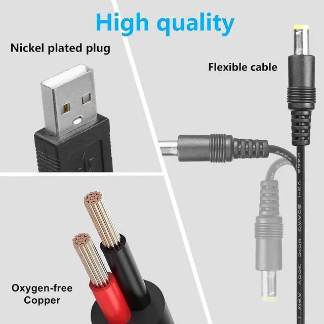 Alt view image 11 of 12 - USB to DC 5V Power Cord, Universal USB Cable with 5 Ports (5.5x2.5, 5.5x2.1, 3.5x1.35, Micro USB, Type-C) for Router,Mini Fan,Speaker, MP3, MP4 More 5V Devices - 0.6M/2FT