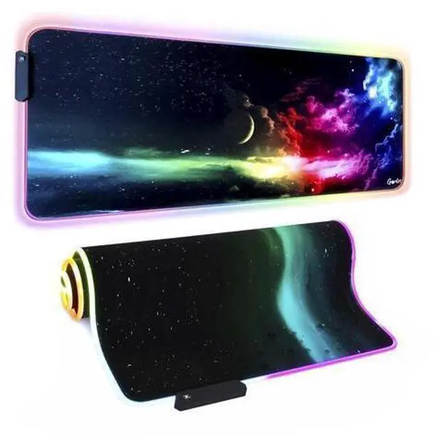 Alt view image 8 of 14 - RGB Large Gaming Mouse Pad, Extended Soft LED Mouse Pad, Non-Slip Rubber Base, Water Resist Keyboard Pad, Computer Mousepad 31.5×11.8 inches