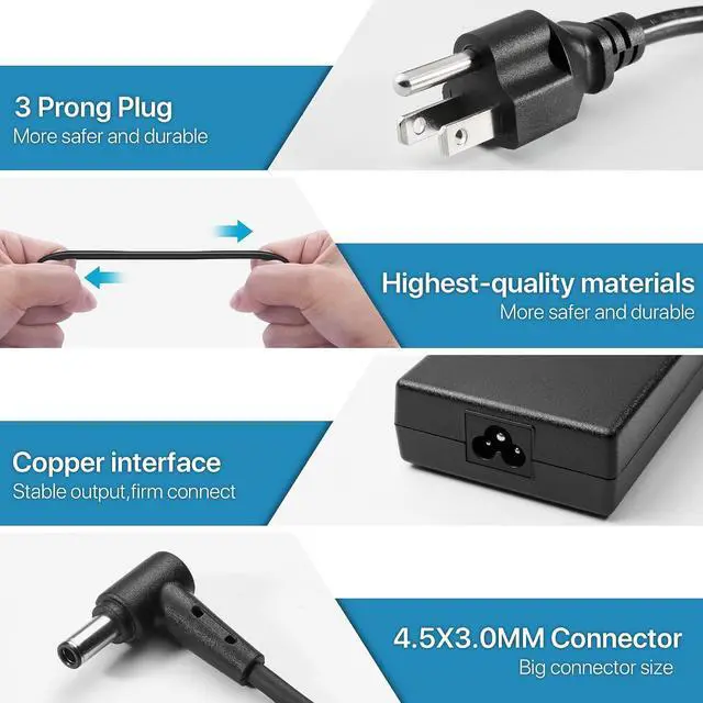 Alt view image 9 of 12 - 180W 150W AC Charger Fit for MSI Katana GF66 GF76 MSI-GF63-Thin-10SCXR/10SC/10UD/10UC/11SC/11UD/11UC Pulse-GL66 GL76 WF66 WF76 Creator M16 Stealth 15M Gaming Laptop Power Supply Adapter Cord