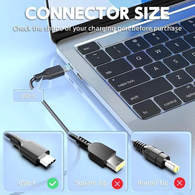 Alt view image 9 of 14 - 6FT IEC C5 Cord + 100W USB-C Charger Bundle, Universal Type C Power Adapter Compatible with Lenovo HP Dell Asus Acer