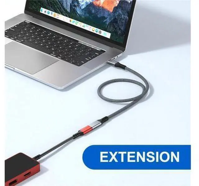 Alt view image 10 of 14 - Vszerda Straight USB-C USB 3.1 Type C Male to Female Extension Data Cable 10Gbps 100W with Sleeve for Laptop 3.0m