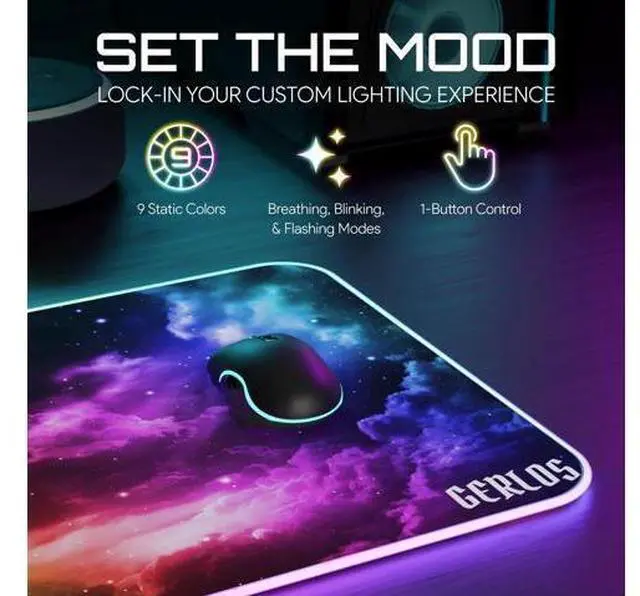 Alt view image 12 of 14 - RGB Large Gaming Mouse Pad, Extended Soft LED Mouse Pad, Non-Slip Rubber Base, Water Resist Keyboard Pad, Computer Mousepad 31.5×11.8 inches