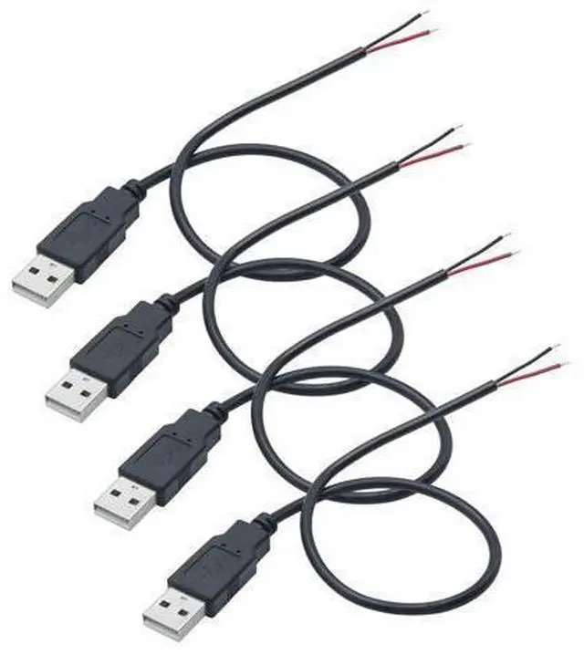 Alt view image 8 of 14 - Vszerda 4Pcs USB A Male 2 Pin Bare Wire 30CM, 5V/3A 2 Pin Pigtail Open End Power Cable, for USB Equipment Installed or Replace Repair DIY Cable