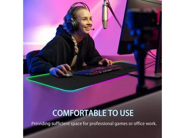 Alt view image 11 of 14 - Mouse Pad, RGB Gaming Mouse Pad, 14 Modes Led Extended Mousepad, Large Mouse Pad with 31.511.8 inch, RGB Mouse pad with Non-Slip Base, Extra Large Soft Computer Keyboard Mouse Pads