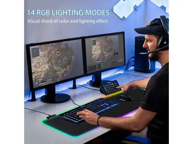 Alt view image 13 of 14 - Mouse Pad, RGB Gaming Mouse Pad, 14 Modes Led Extended Mousepad, Large Mouse Pad with 31.511.8 inch, RGB Mouse pad with Non-Slip Base, Extra Large Soft Computer Keyboard Mouse Pads
